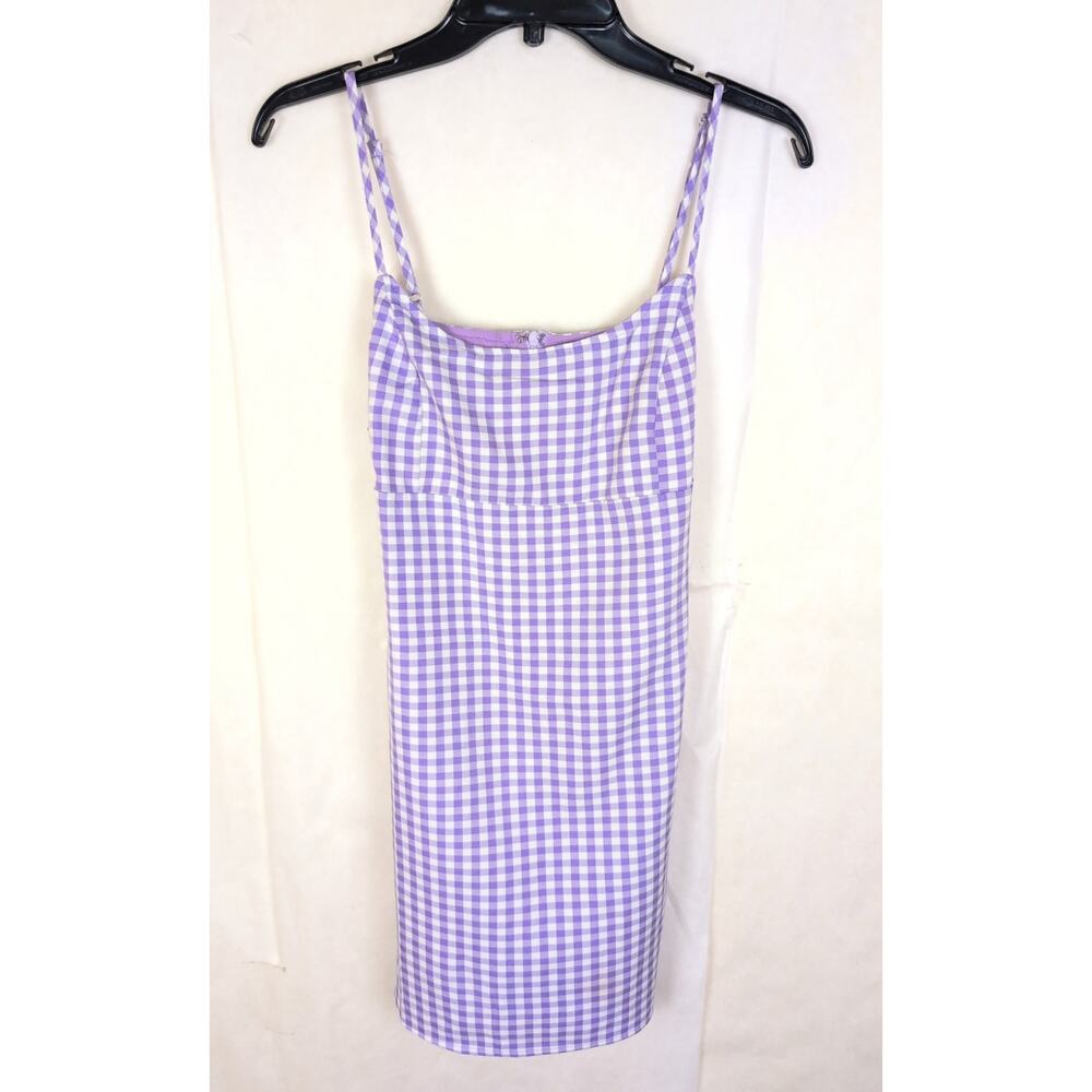 Showpo Lilac Gingham Mini Dress